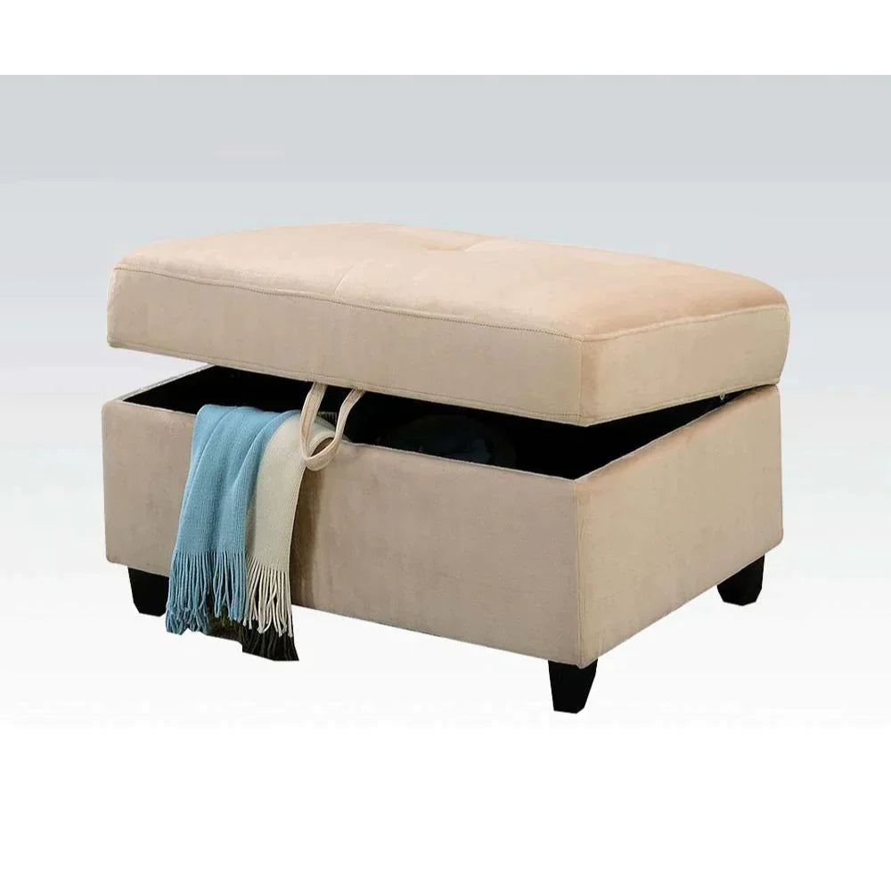 Belville Beige Velvet Ottoman Model 52708 By ACME Furniture