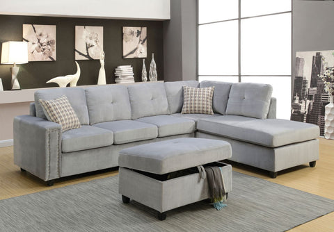 ACME Belville Gray Velvet Belville Sectional Sofa Model 52710