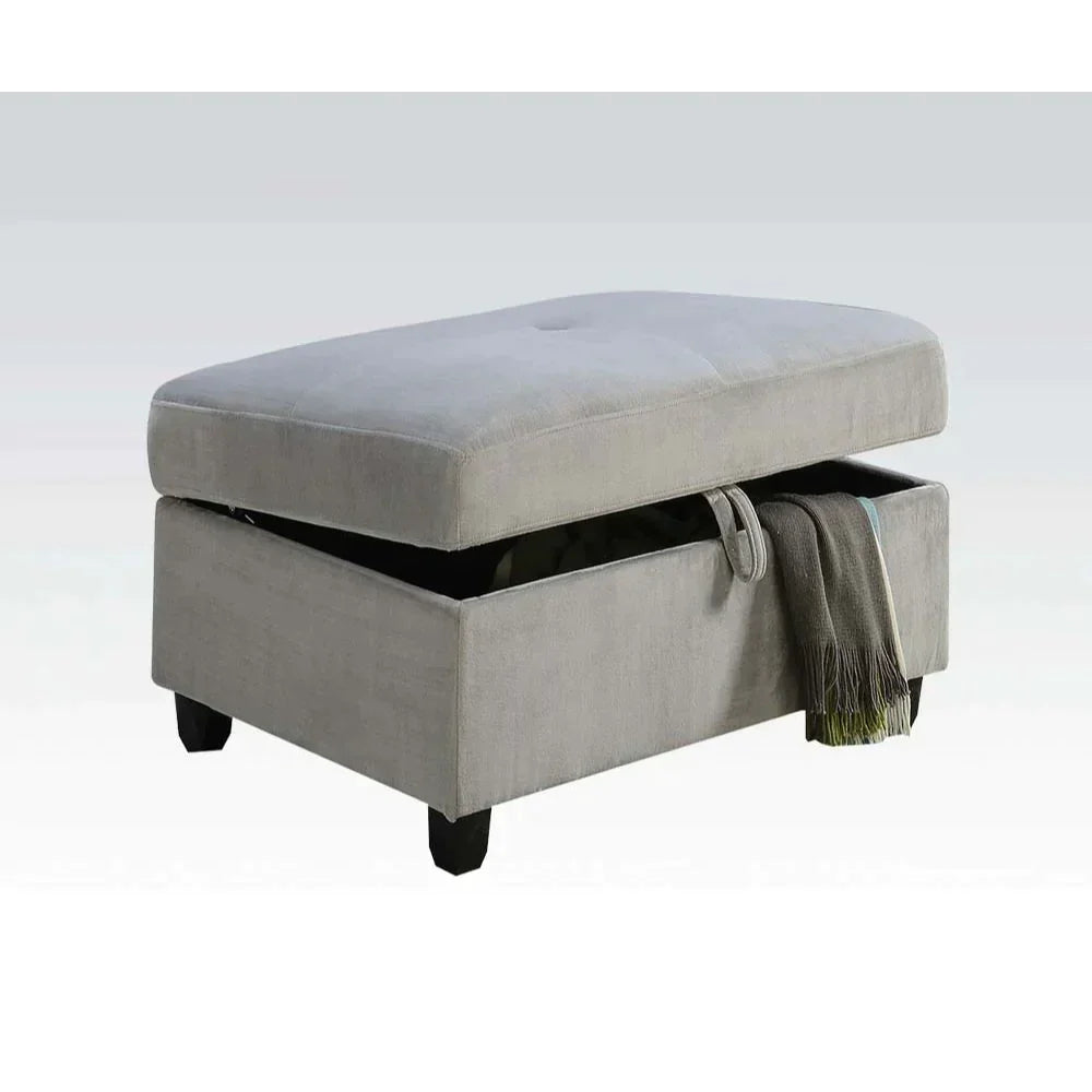 Belville Gray Velvet Ottoman Model 52713 By ACME Furniture
