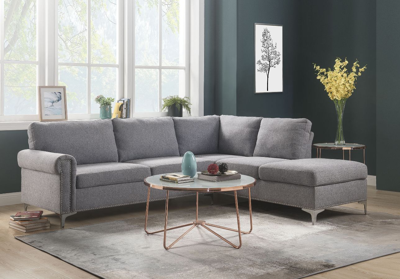 Melvyn Gray Fabric Sectional Sofa Model 52755 By ACME Furniture