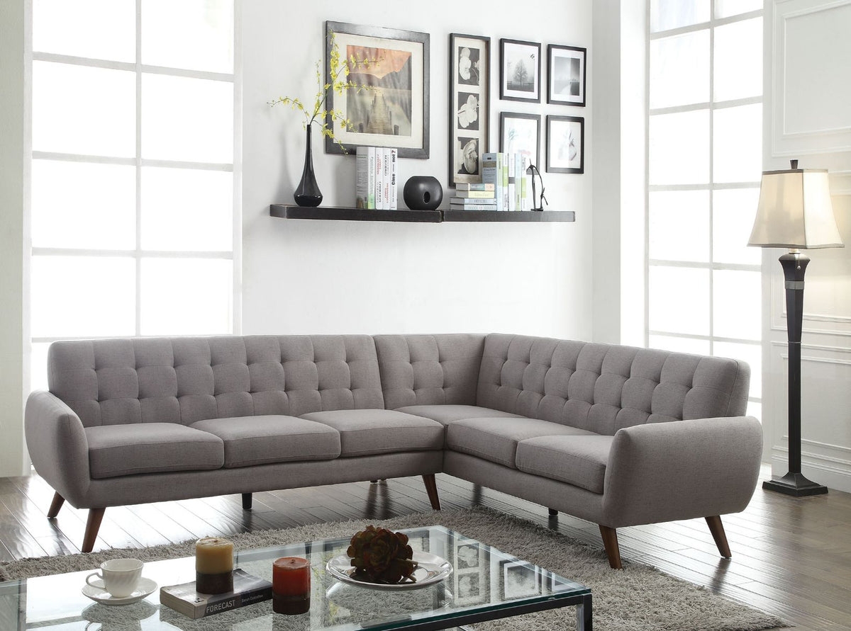 ACME Essick Light Gray Linen Essick Sectional Sofa Model 52765