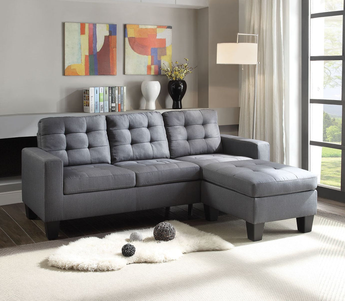 ACME Earsom Gray Linen Earsom Sofa Model 52775