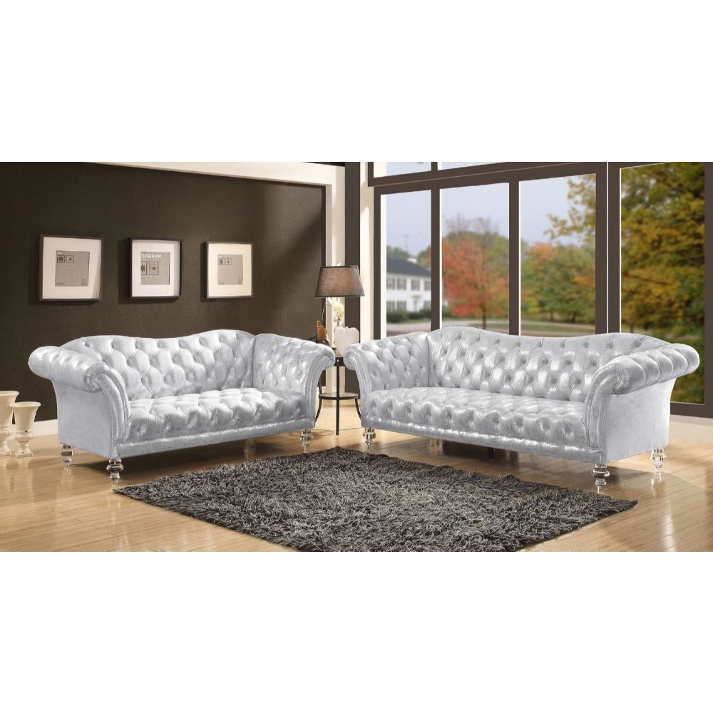 ACME Dixie Metallic Silver Finish Dixie Sofa Model 52780