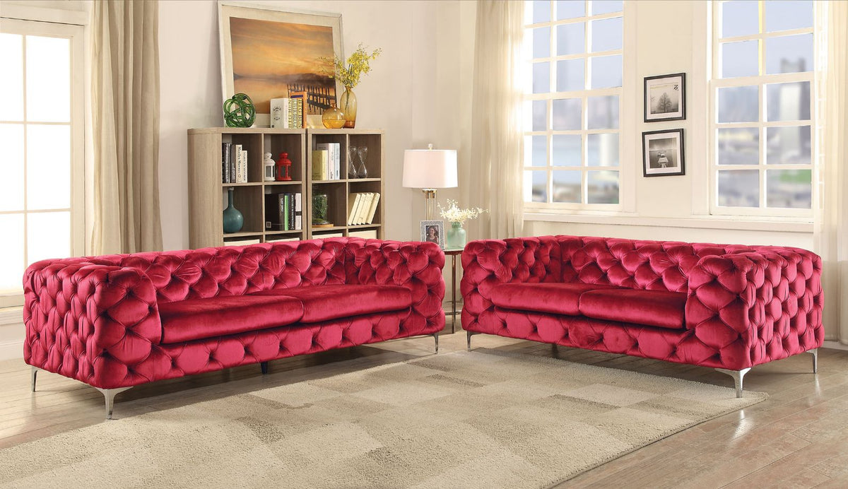 ACME Adam Red Velvet Adam Sofa Model 52795