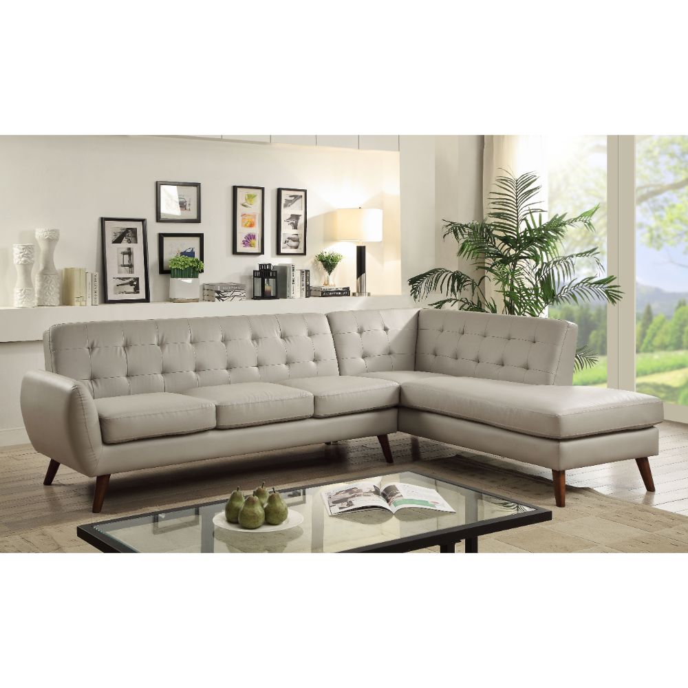 ACME Essick II Gray PU Essick II Sectional Sofa Model 53045