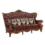 Eustoma Cherry Top Grain Leather Match & Walnut Sofa Model 53065 By ACME Furniture