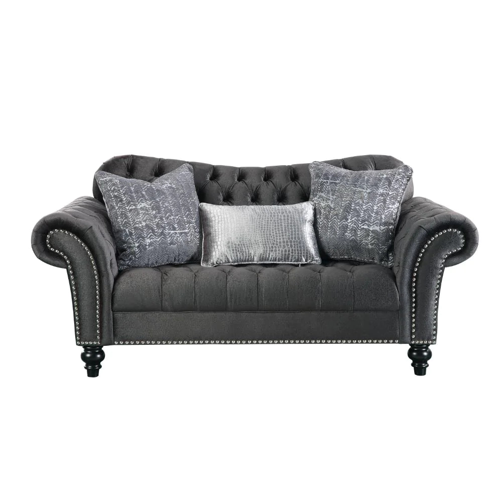 Gaura Dark Gray Velvet Loveseat Model 53091 By ACME Furniture