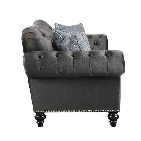 Gaura Dark Gray Velvet Loveseat Model 53091 By ACME Furniture