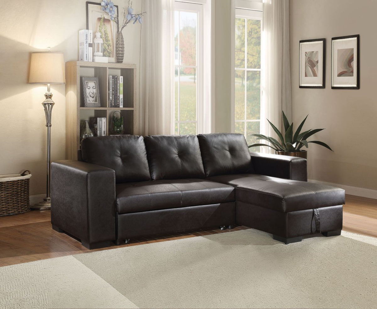 ACME Lloyd Black PU Lloyd Sectional Sofa Model 53345