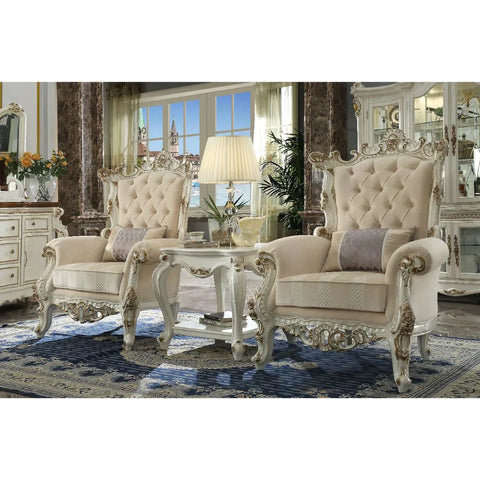 Picardy II Fabric & Antique Pearl Accent Chair Model 53463 By ACME Furniture