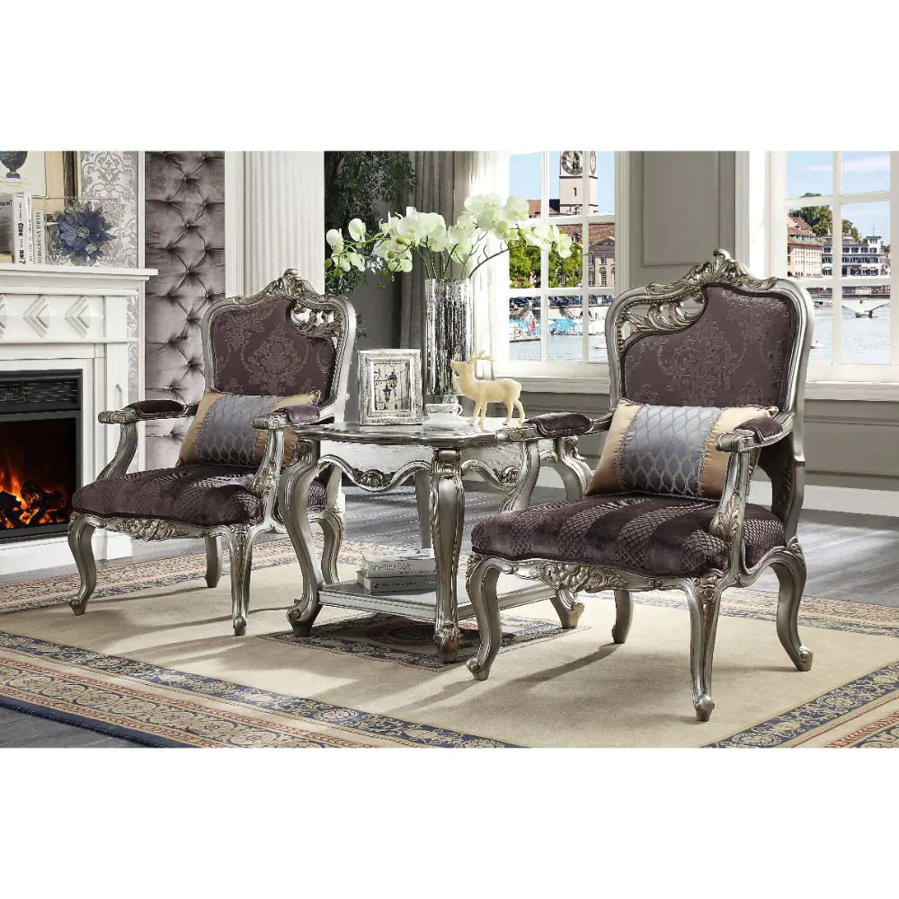 Picardy Velvet & Antique Platinum Chair Model 53466 By ACME Furniture