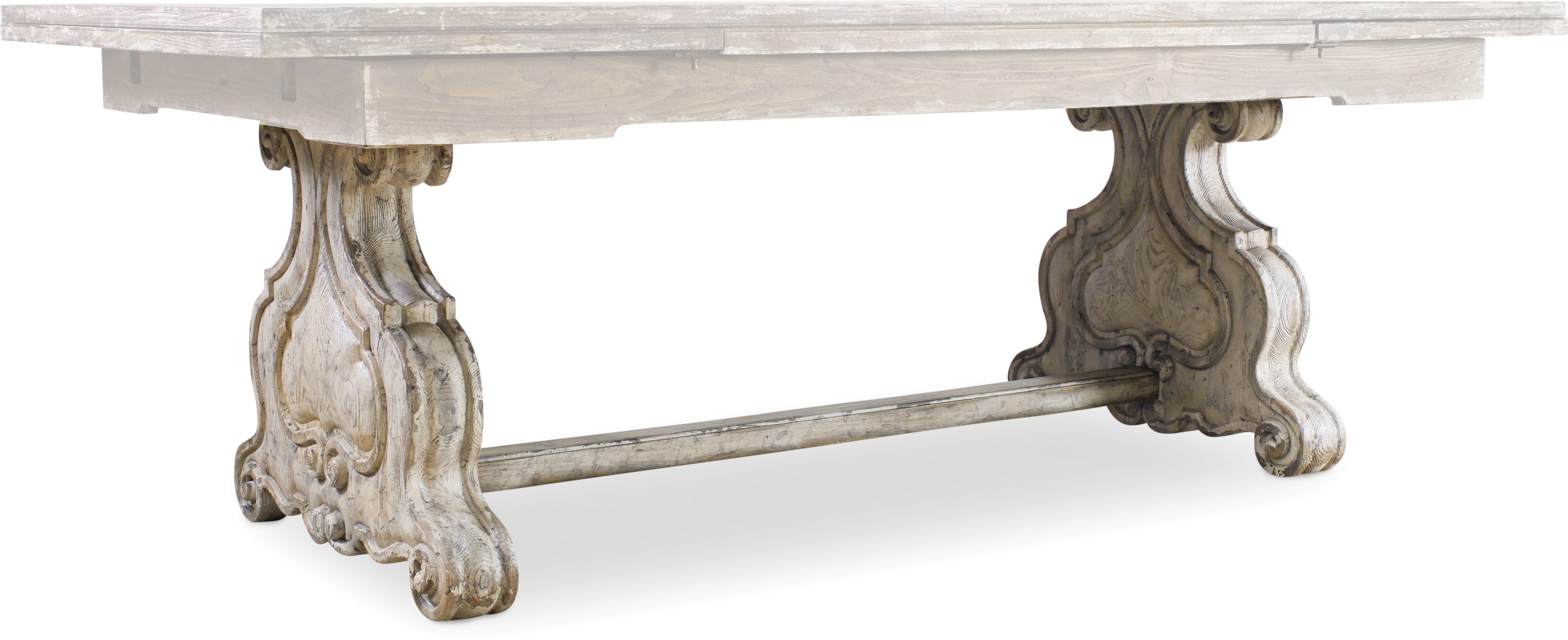 Hooker Furniture Casual Dining Chatelet Refectory Rectangle Trestle Dining Table with Two 22'' Leaves