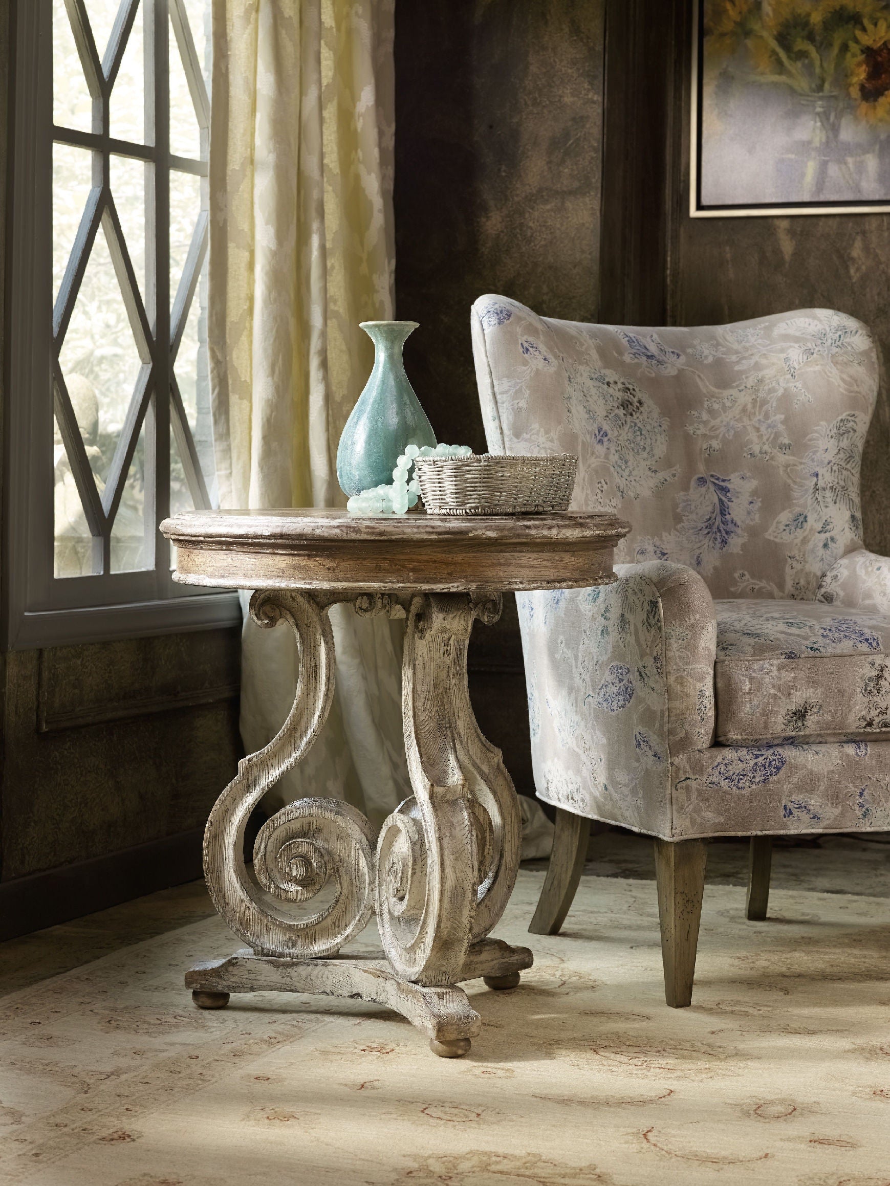 Hooker Furniture Living Room Chatelet Scroll Accent Table