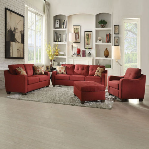 ACME Cleavon II Red Linen Cleavon II Sofa Model 53560