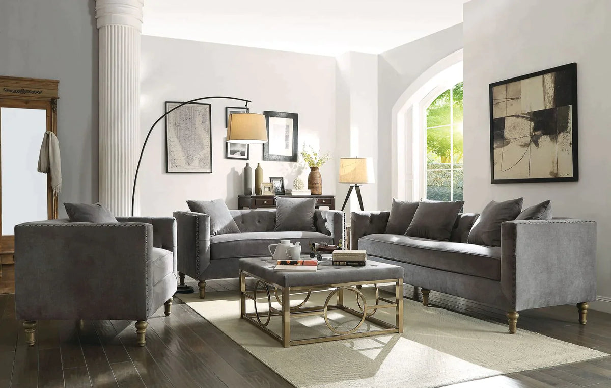 Sidonia Gray Velvet Sofa Model 53580 By ACME Furniture