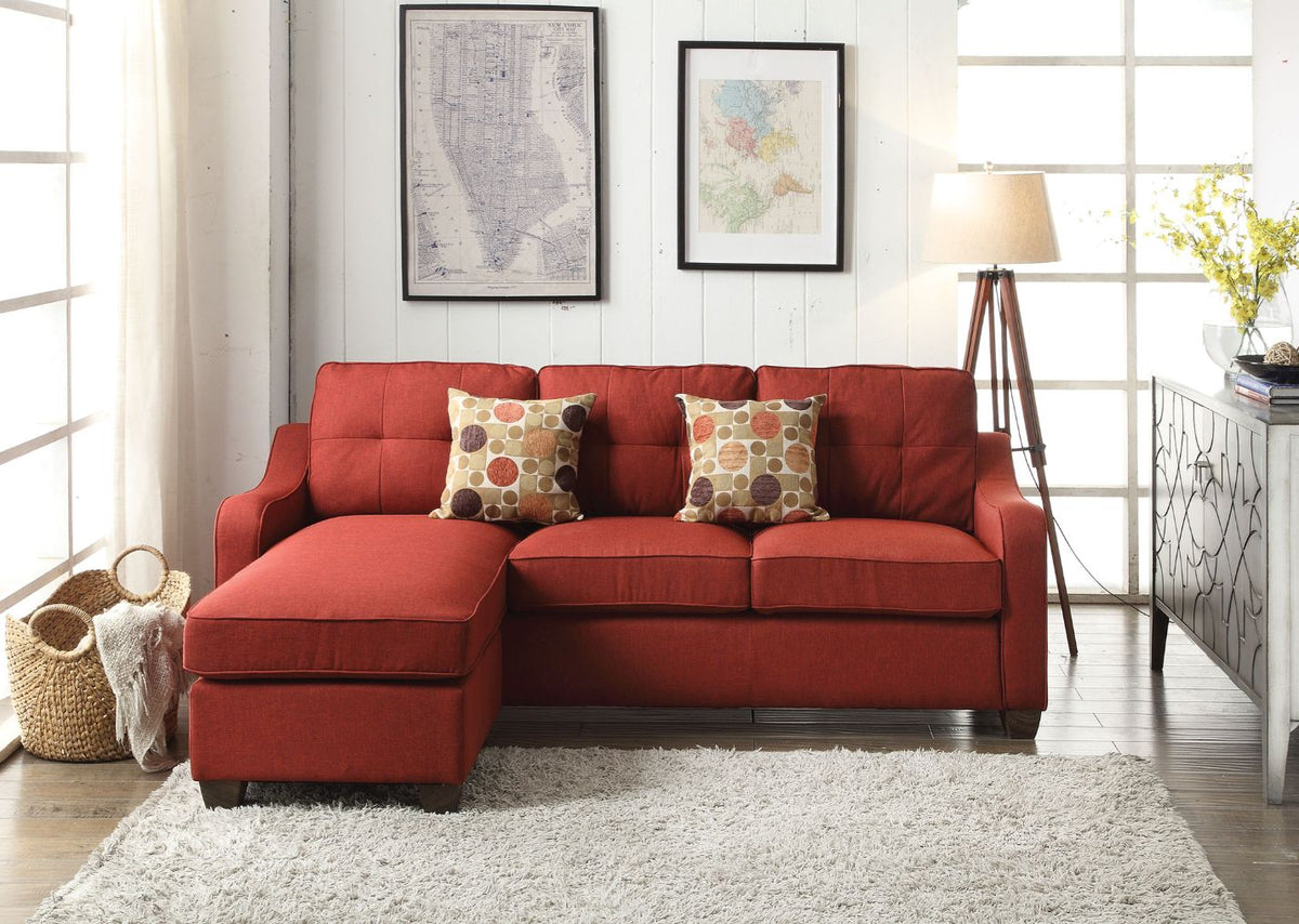 ACME Cleavon II Red Linen Cleavon II Sectional Sofa Model 53740