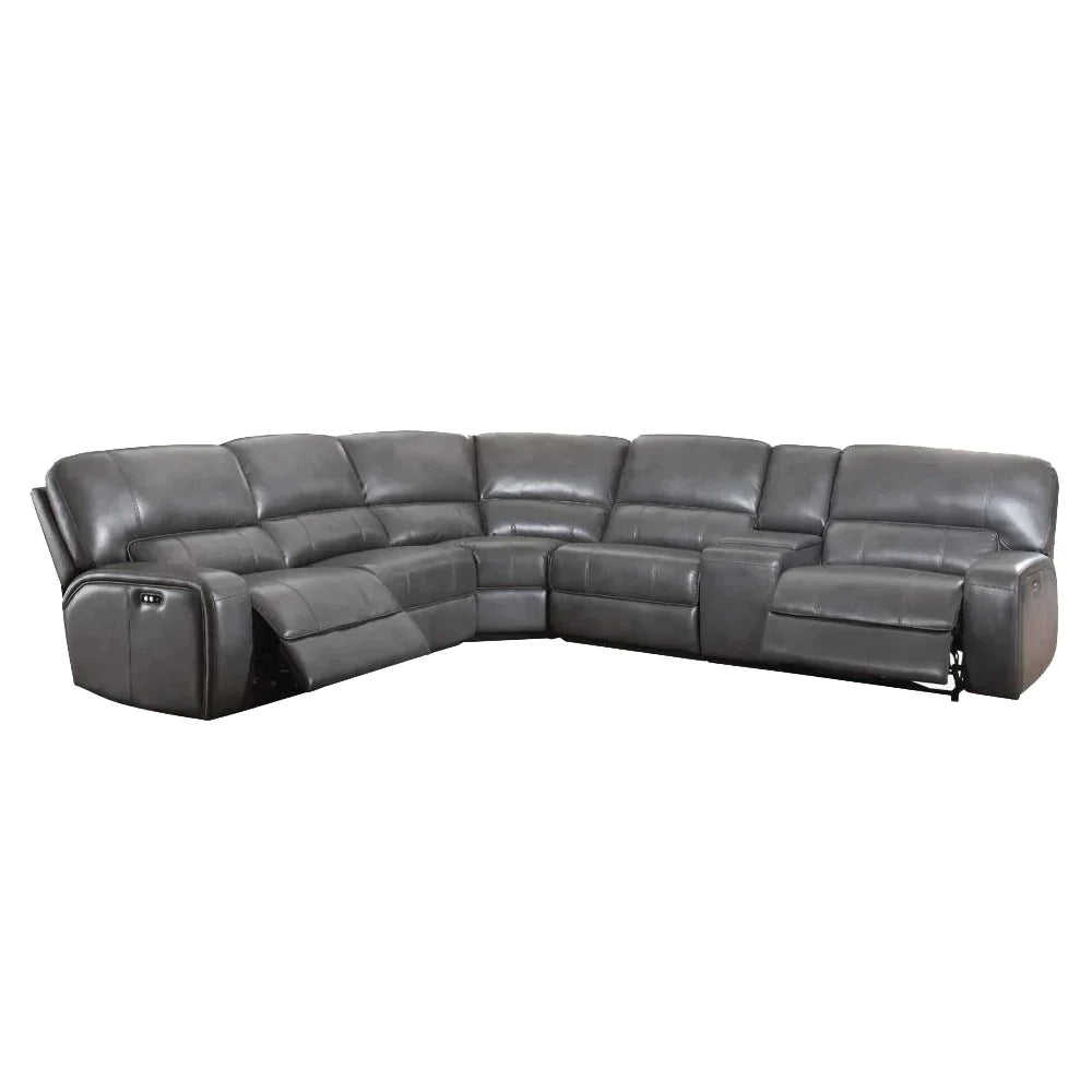 Saul Gray Leather-Aire Sectional Sofa Model 53745 By ACME Furniture