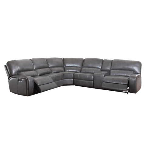 ACME Saul Gray Leather-Aire Saul Sectional Sofa Model 53745