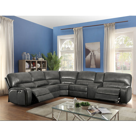 ACME Saul Gray Leather-Aire Saul Sectional Sofa Model 53745