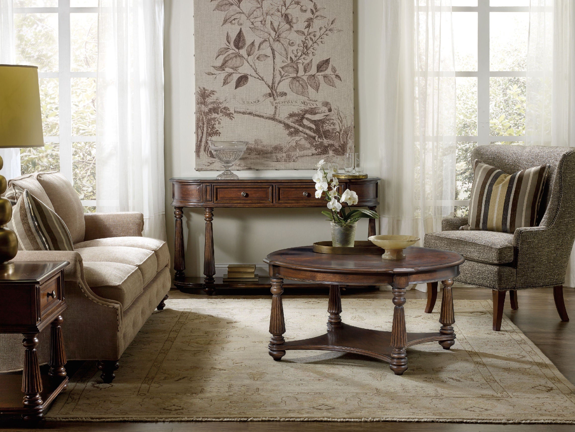 Hooker Furniture Living Room Leesburg Demilune Hall Console
