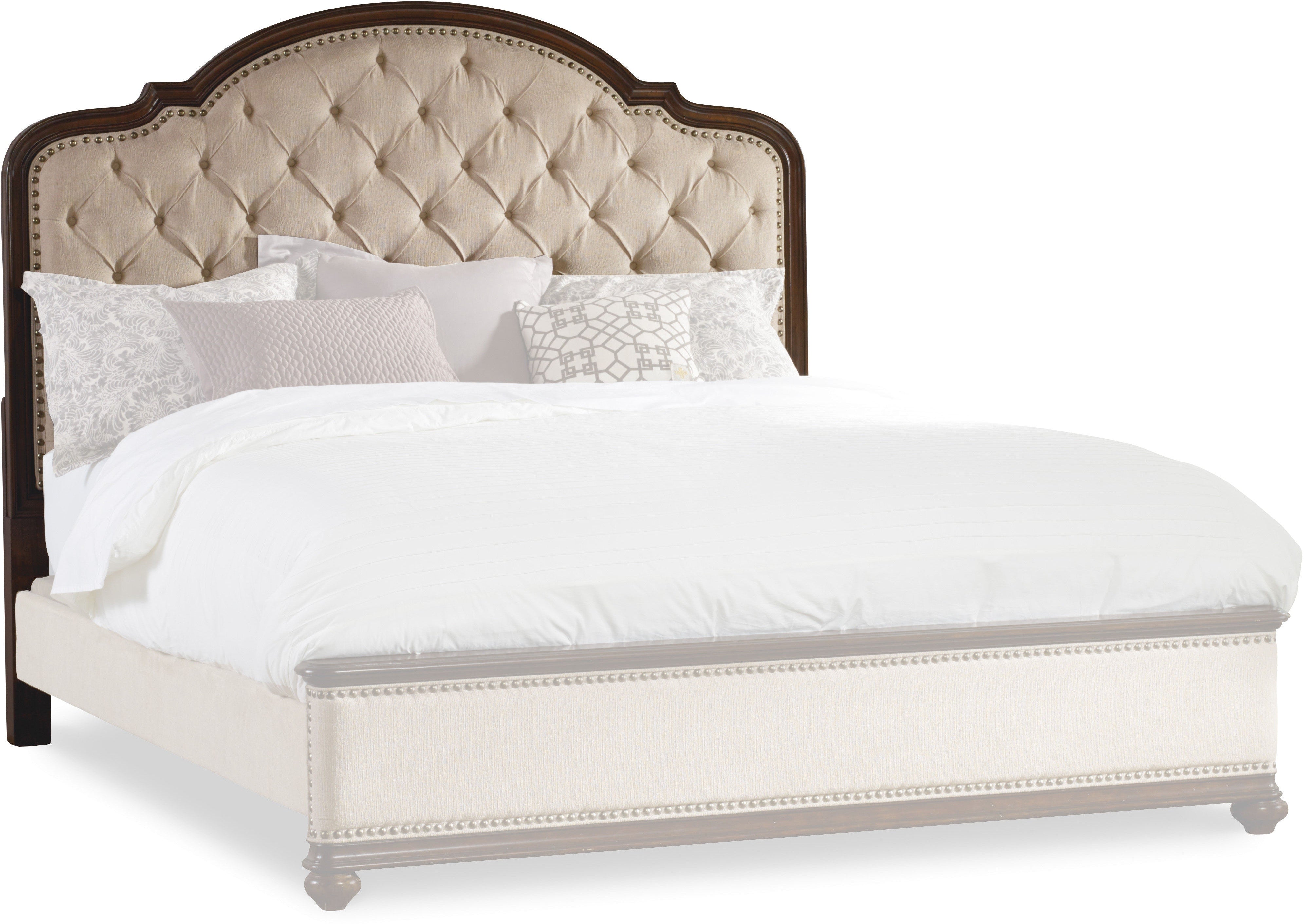 Hooker Furniture Bedroom Leesburg King Upholstered Bed with Wood Rails