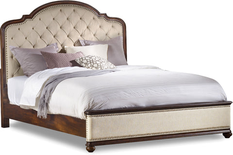 Hooker Furniture Bedroom Leesburg California King Upholstered Bed with Wood Rails