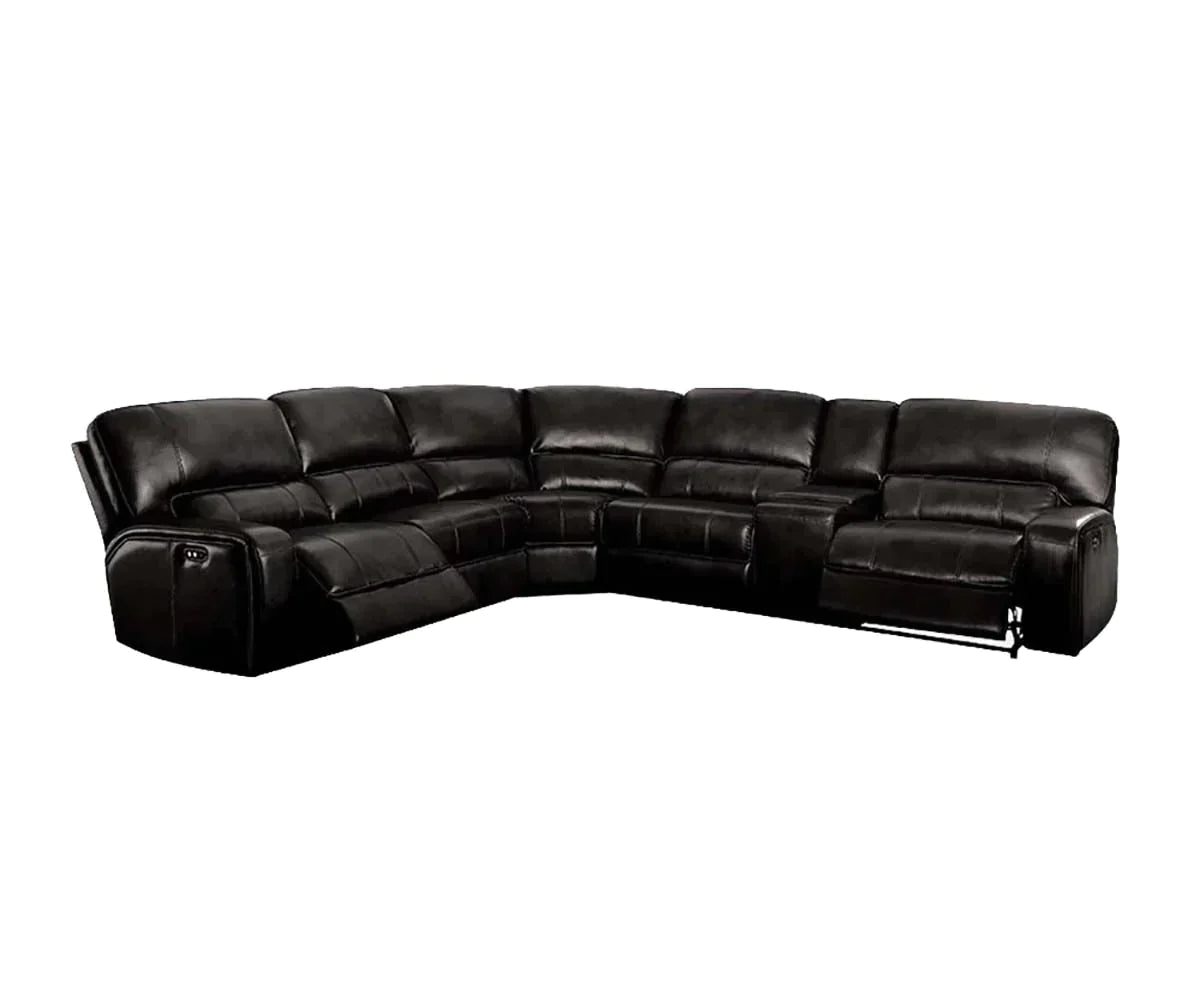 Saul Black Leather-Aire Sectional Sofa Model 54150 By ACME Furniture