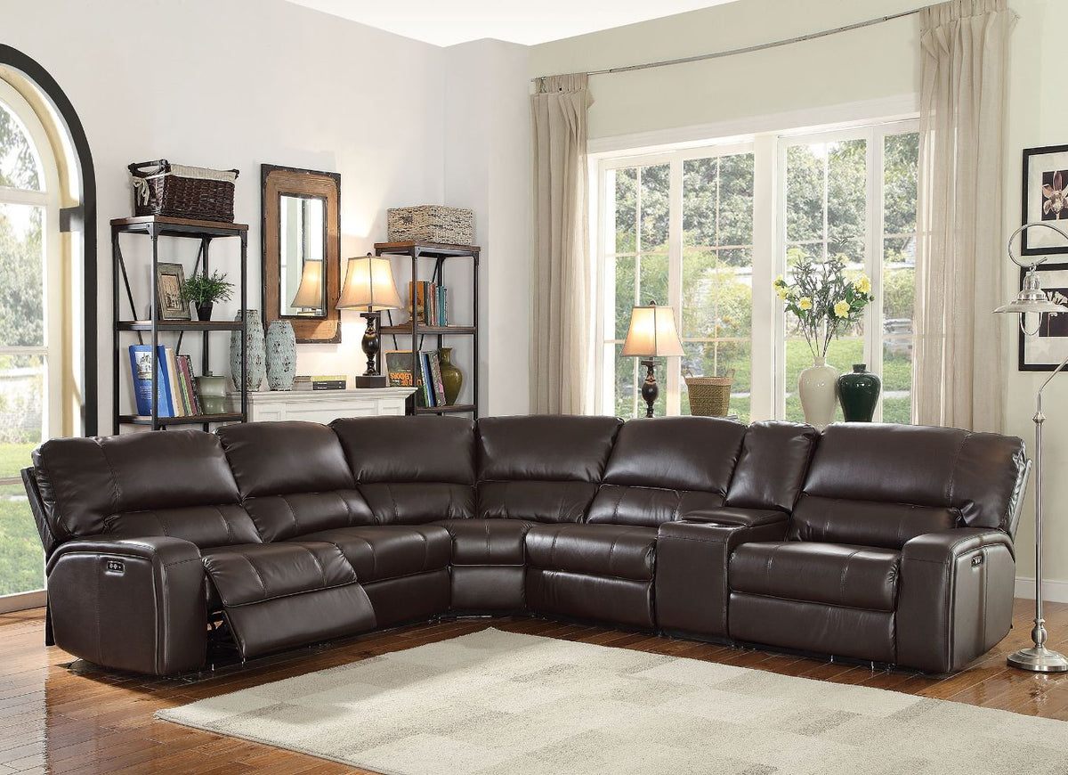 ACME Saul Espresso Leather-Aire Saul Sectional Sofa Model 54155B