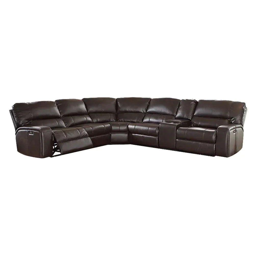 Saul Espresso Leather-Aire Sectional Sofa Model 54155 By ACME Furniture