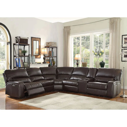 Saul Espresso Leather-Aire Sectional Sofa Model 54155 By ACME Furniture