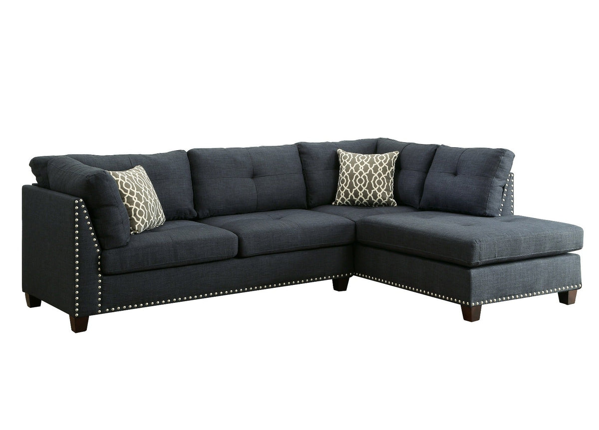 ACME Laurissa Dark Blue Linen Laurissa Sectional Sofa Model 54365