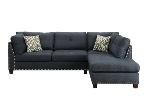 ACME Laurissa Dark Blue Linen Laurissa Sectional Sofa Model 54365