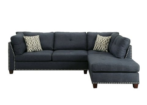 Laurissa Dark Blue Linen Sectional Sofa Model 54365 By ACME Furniture