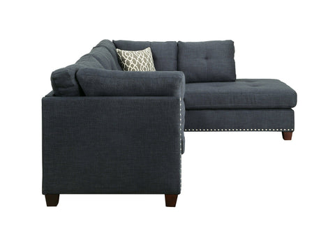 ACME Laurissa Dark Blue Linen Laurissa Sectional Sofa Model 54365