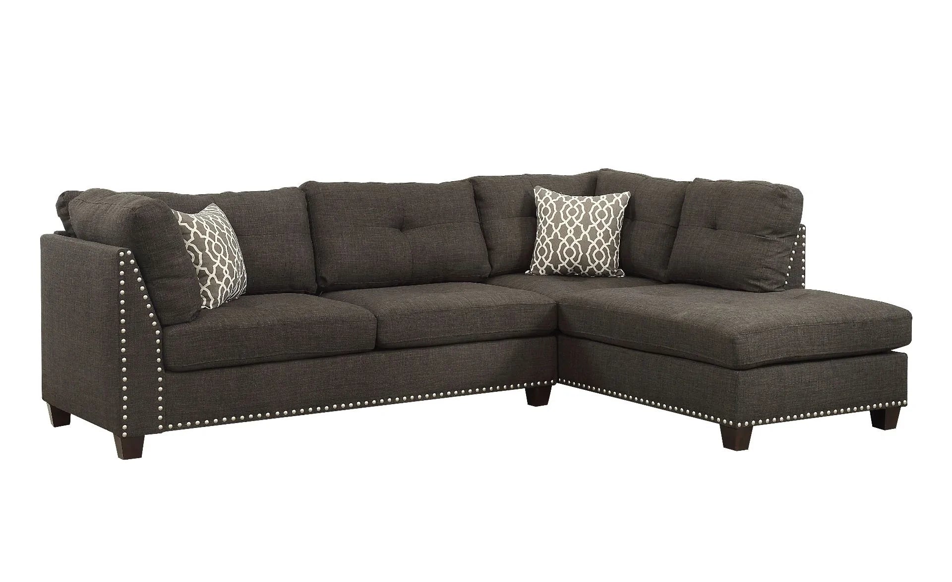 Laurissa Charcoal Linen Sectional Sofa Model 54375 By ACME Furniture