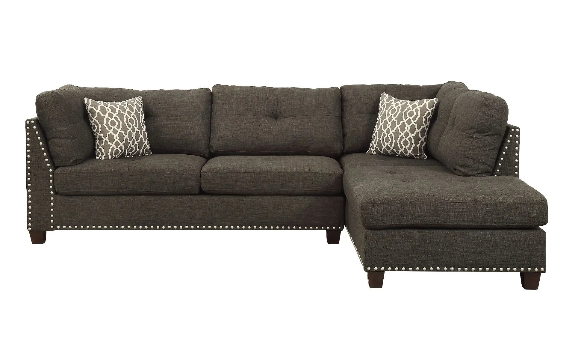 Laurissa Charcoal Linen Sectional Sofa Model 54375 By ACME Furniture