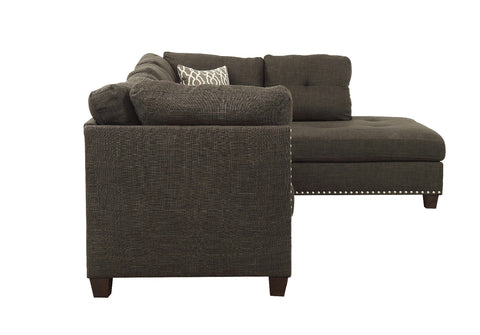 ACME Laurissa Warm Taupe Gray Linen Laurissa Sectional Sofa Model 54375