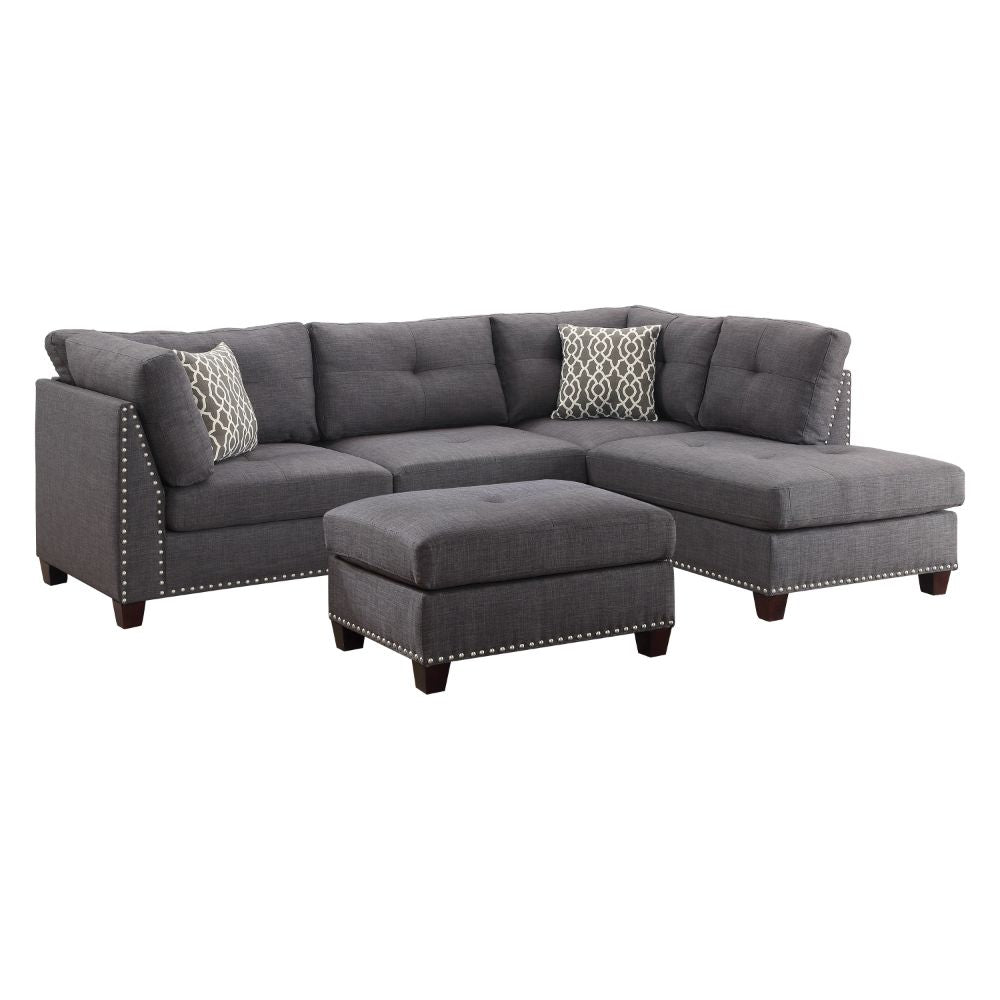 ACME Laurissa Light Charcoal Linen Laurissa Sectional Sofa Model 54385