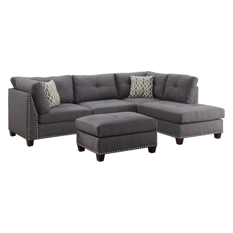 Laurissa Light Charcoal Linen Sectional Sofa Model 54385 By ACME Furniture