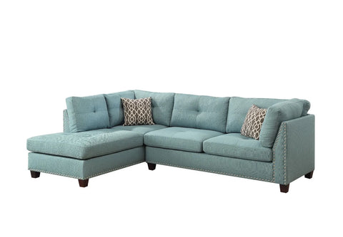 Laurissa Light Teal Linen Sectional Sofa Model 54395 By ACME Furniture