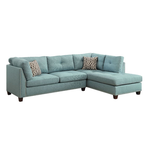 ACME Laurissa Light Teal Linen Laurissa Sectional Sofa Model 54395