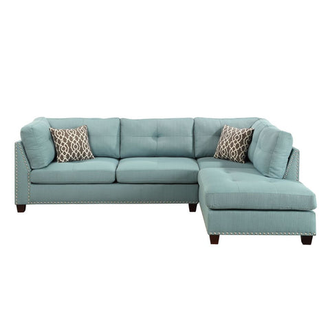 ACME Laurissa Light Teal Linen Laurissa Sectional Sofa Model 54395