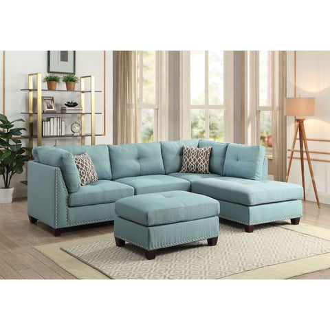 ACME Laurissa Light Teal Linen Laurissa Sectional Sofa Model 54395