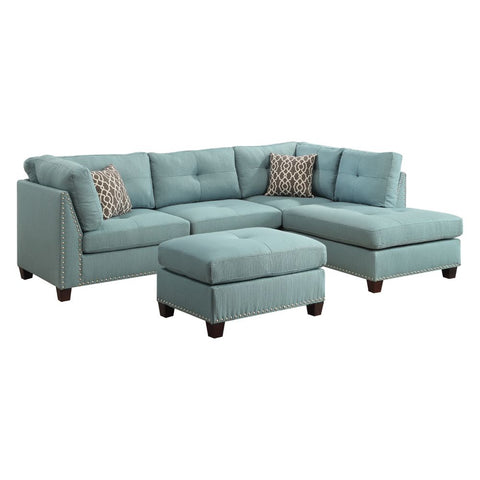 ACME Laurissa Light Teal Linen Laurissa Sectional Sofa Model 54395