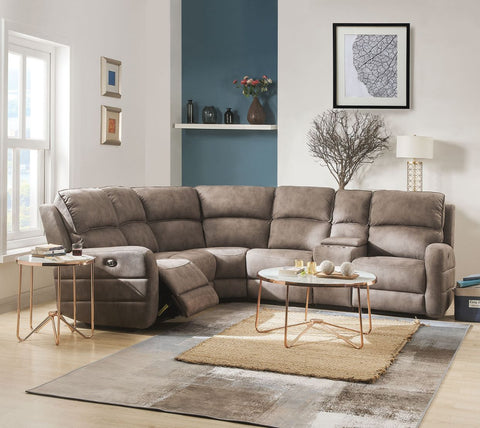 ACME Olwen Mocha Nubuck Olwen Sectional Sofa Model 54590