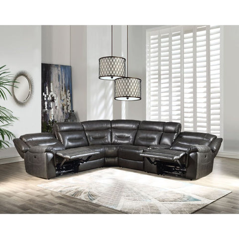 ACME Imogen Gray Leather-Aire Imogen Sectional Sofa Model 54810