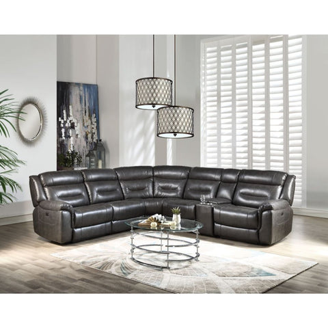 ACME Imogen Gray Leather-Aire Imogen Sectional Sofa Model 54810