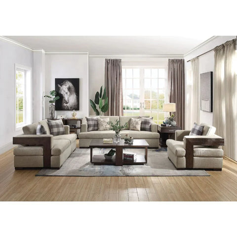 Niamey Fabric & Walnut Loveseat Model 54851 By ACME Furniture