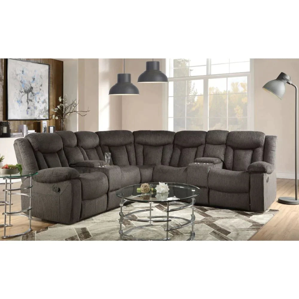 Rylan Dark Brown Fabric Sectional Sofa Model 54965 By ACME Furniture