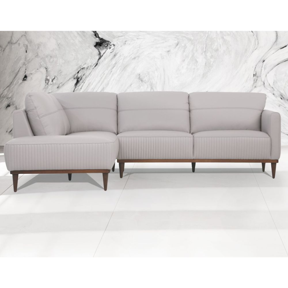 ACME Tampa Pearl Gray Leather Tampa Sectional Sofa Model 54990